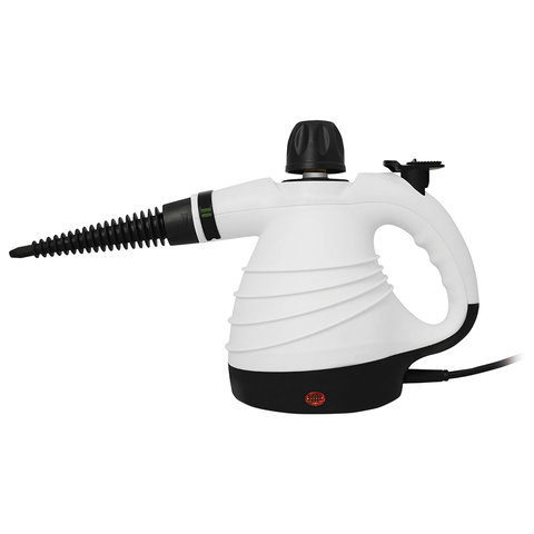 Пароочиститель POLARIS PSC 1102C STEAM, 1100 Вт, 3,5 бар, объем 0,27 л, 10 аксессуаров, черный/белый